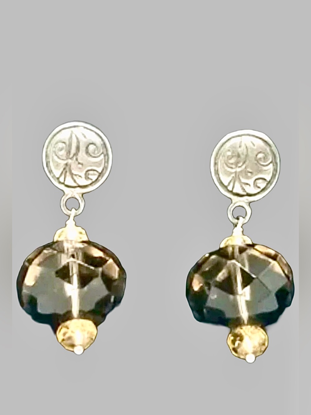 Silpada Vintage Sterling Silver Faceted
Smoky Quartz & Citrine Earrings
